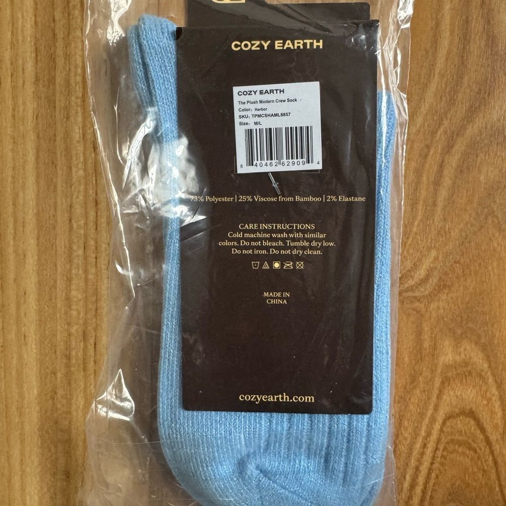 Cozy Earth Plush Modern Crew Sock - Light Blue - Picture 2 of 2